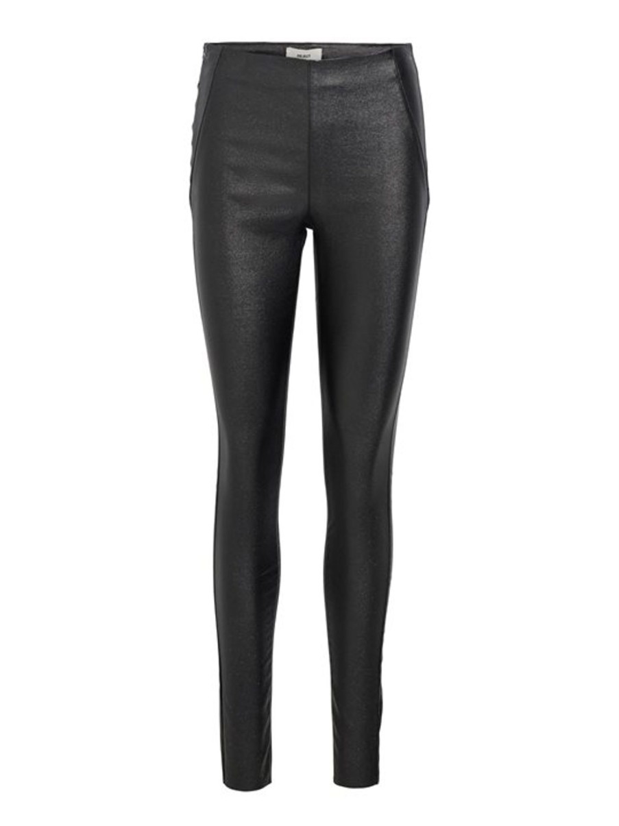 Leggings MbyM | Object - Belle Mw Coated Leggings - Sort Glitter