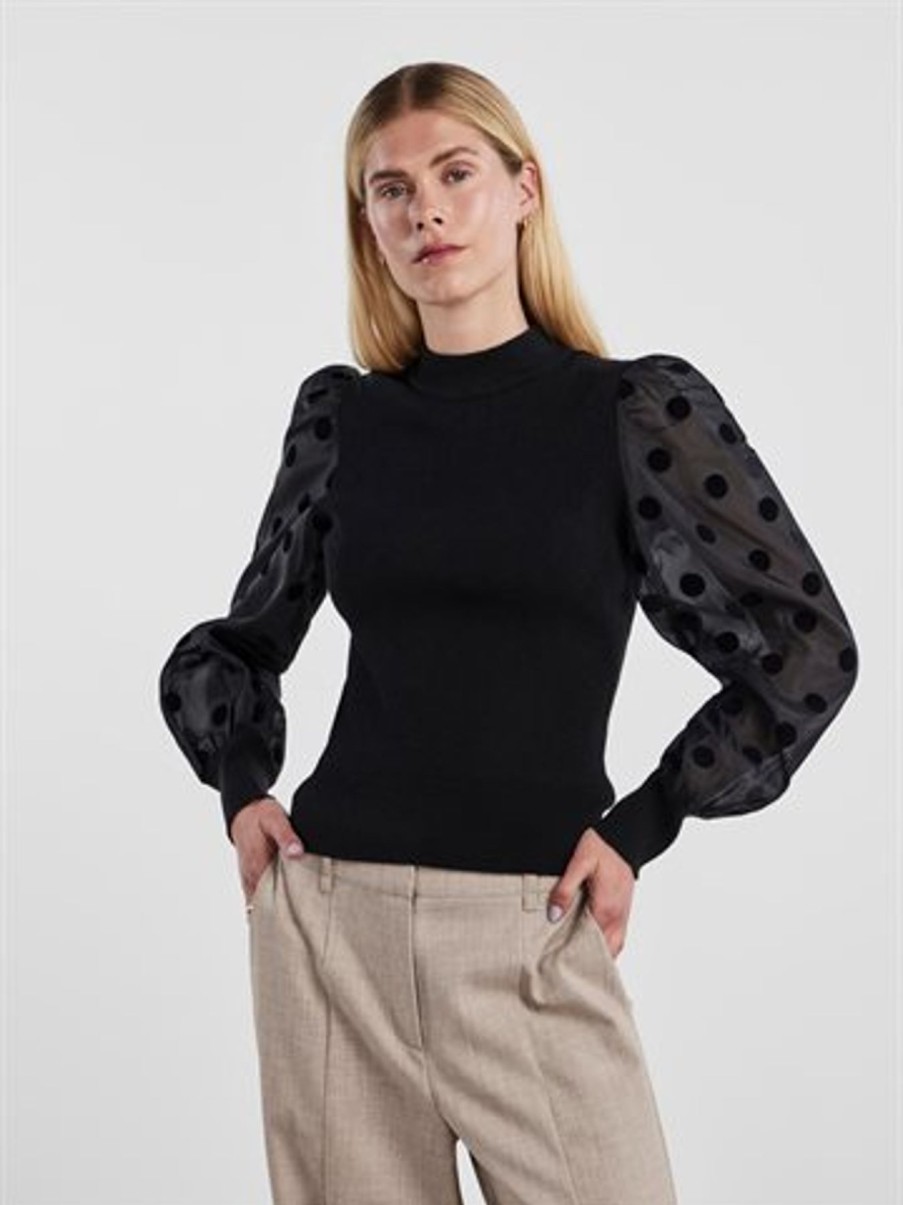 Toppe Co Couture | Y.A.S - Dotme Ls Knit Blouse - Sort