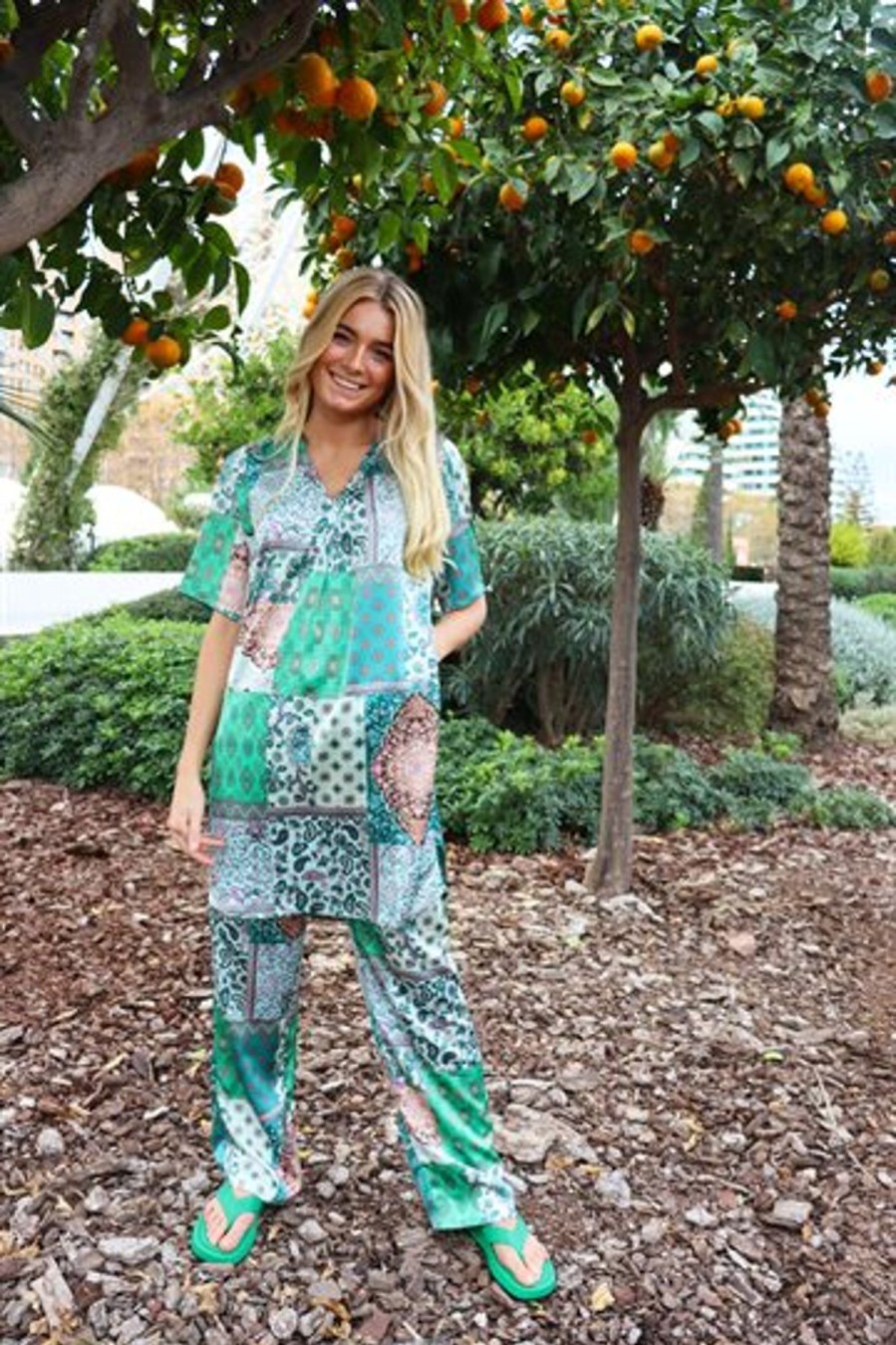 Jumpsuit Liberté essentiel | Liberte - Patty Ss Tunic - Green Patchwork