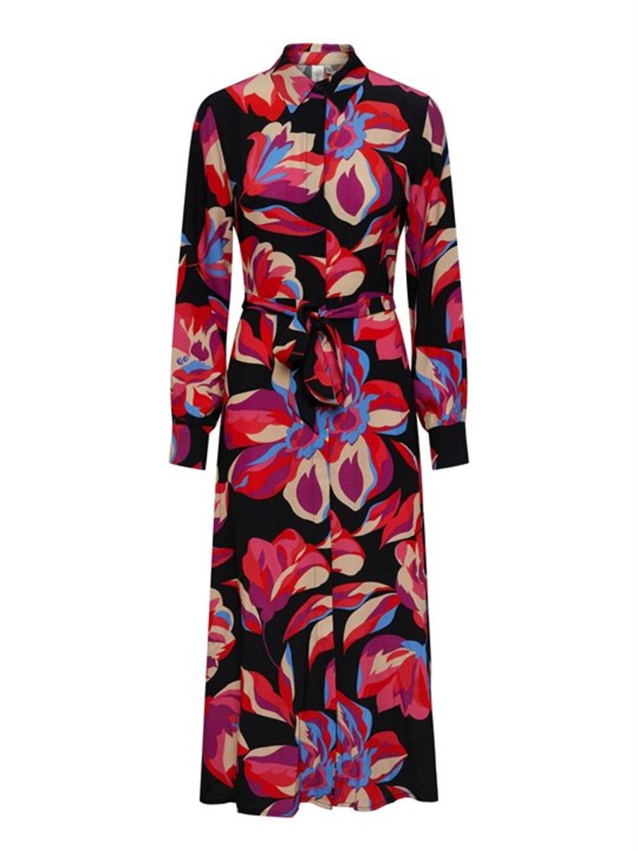 Jumpsuit Y.A.S | Y.A.S - Fima Ls Long Shirt Dress - Black Flower Print