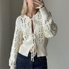 Cardigans Neo Noir | Neo Noir - Bethie Knit Cardigan - Creme