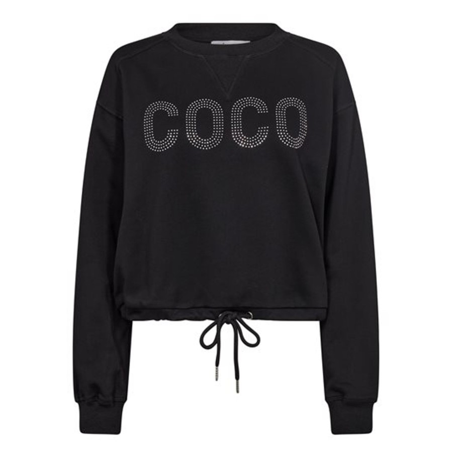 Sweatshirt Co Couture | Co' Couture - Crop Tie Stone Sweat - Sort