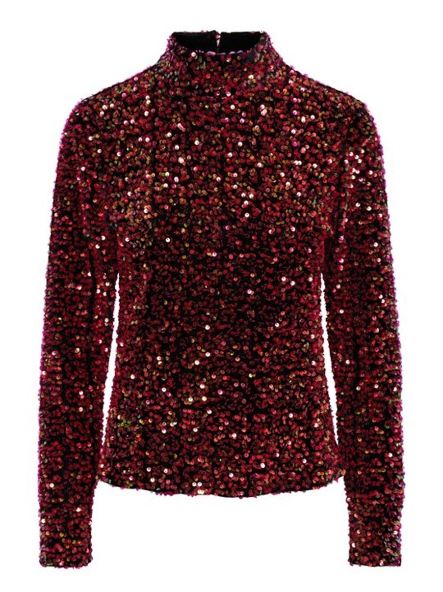 Toppe Object | Y.A.S - Pinko Sequin Ls Blouse - Sort Pink