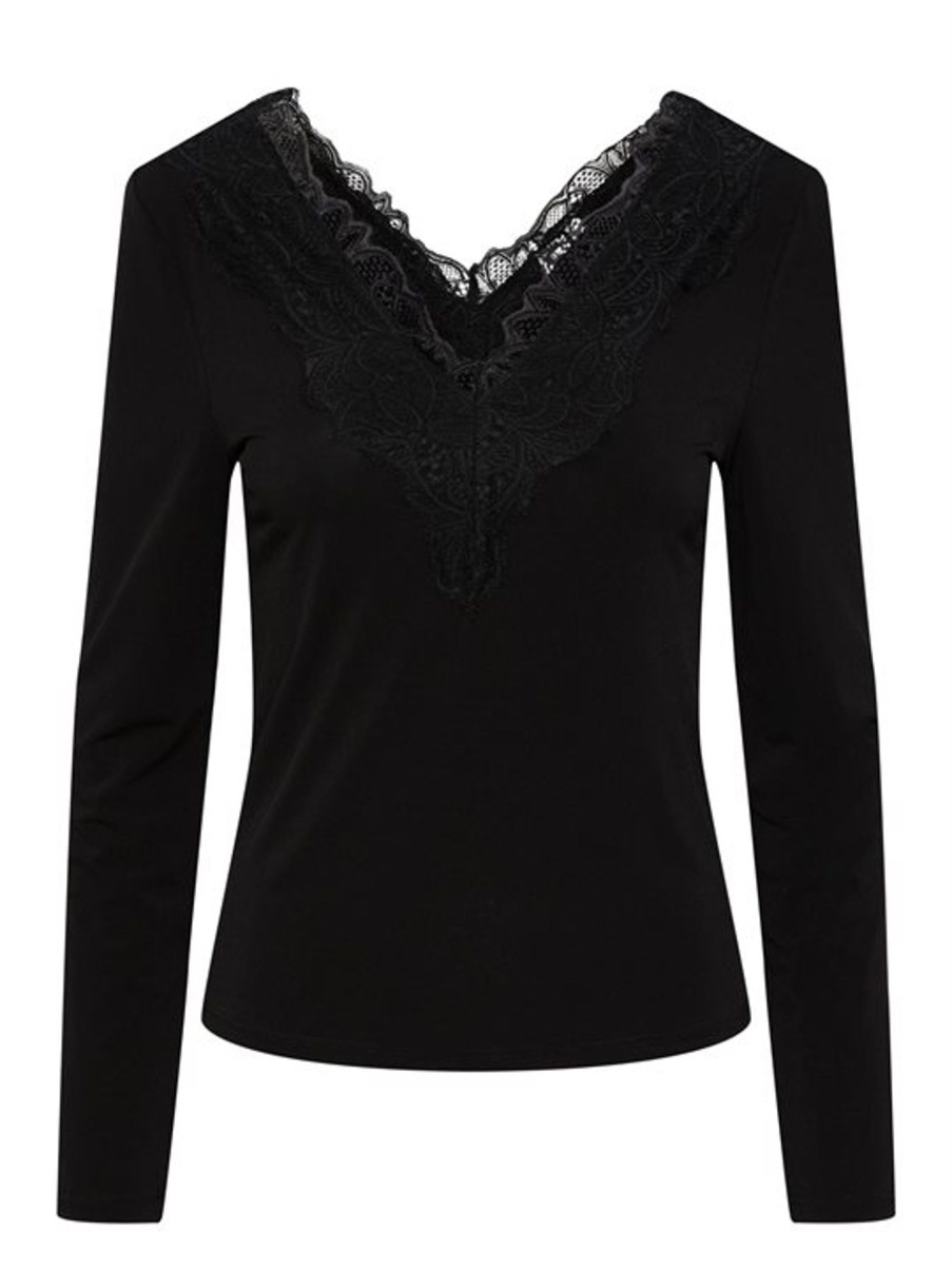 Toppe MbyM | Y.A.S - Lori Ls Lace Top - Sort