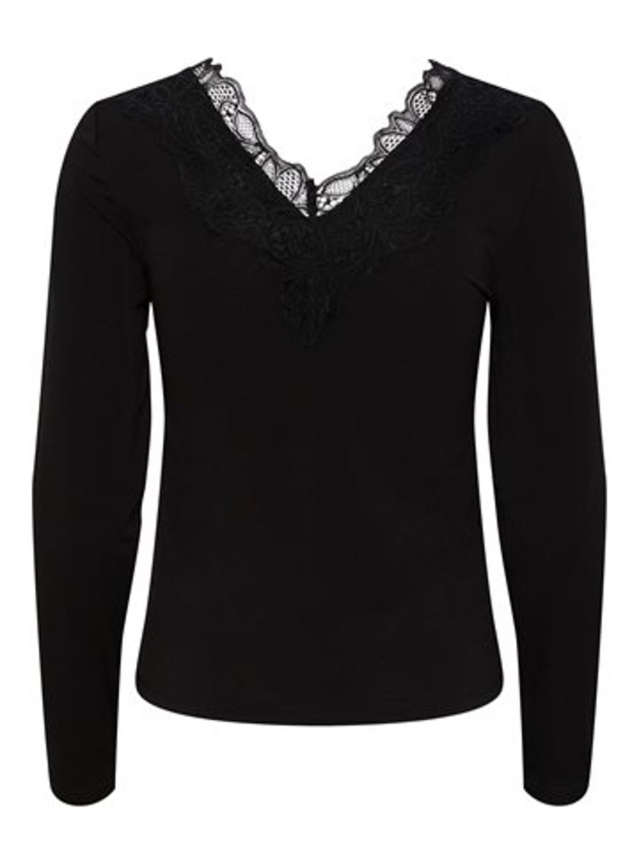 Toppe MbyM | Y.A.S - Lori Ls Lace Top - Sort