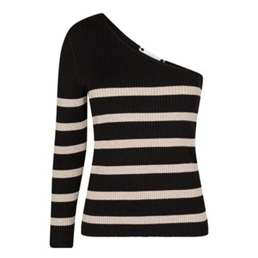 Toppe Co Couture | Co' Couture - Badu Stripe Asym Rib Knit - Sort