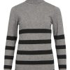 Strik Object | Object - Thess Ls Rollneck Knit Pullover - Gra Sort Strib