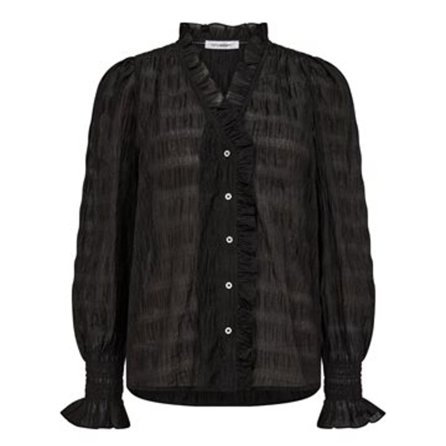 Skjorter Co Couture | Co' Couture - Structure Line Frill Shirt - Sort