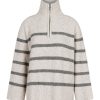 Strik Neo Noir | Neo Noir - Nevena Stripe Knit Blouse - Sand Gra