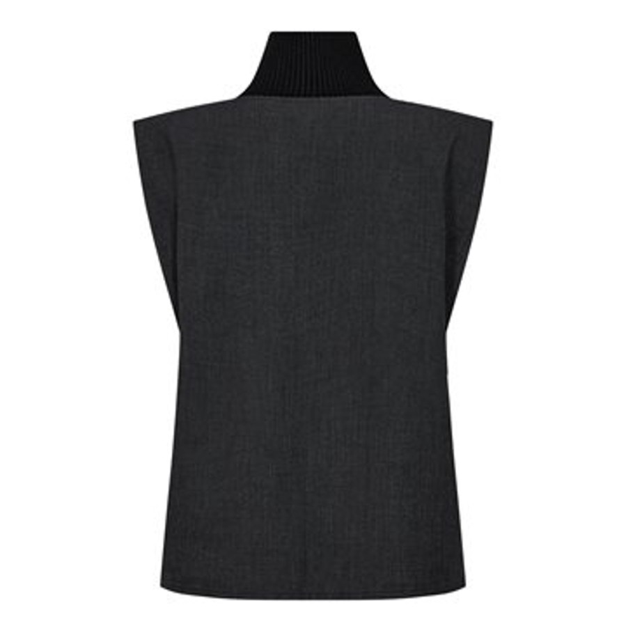 Veste Co Couture | Co' Couture - Vida Rib Turtleneck Vest - Antracit