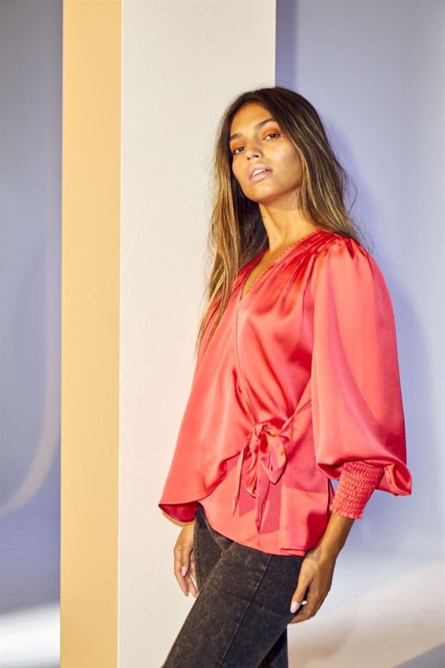 Toppe Co Couture | Co' Couture - Leika Wrap Blouse - Flame