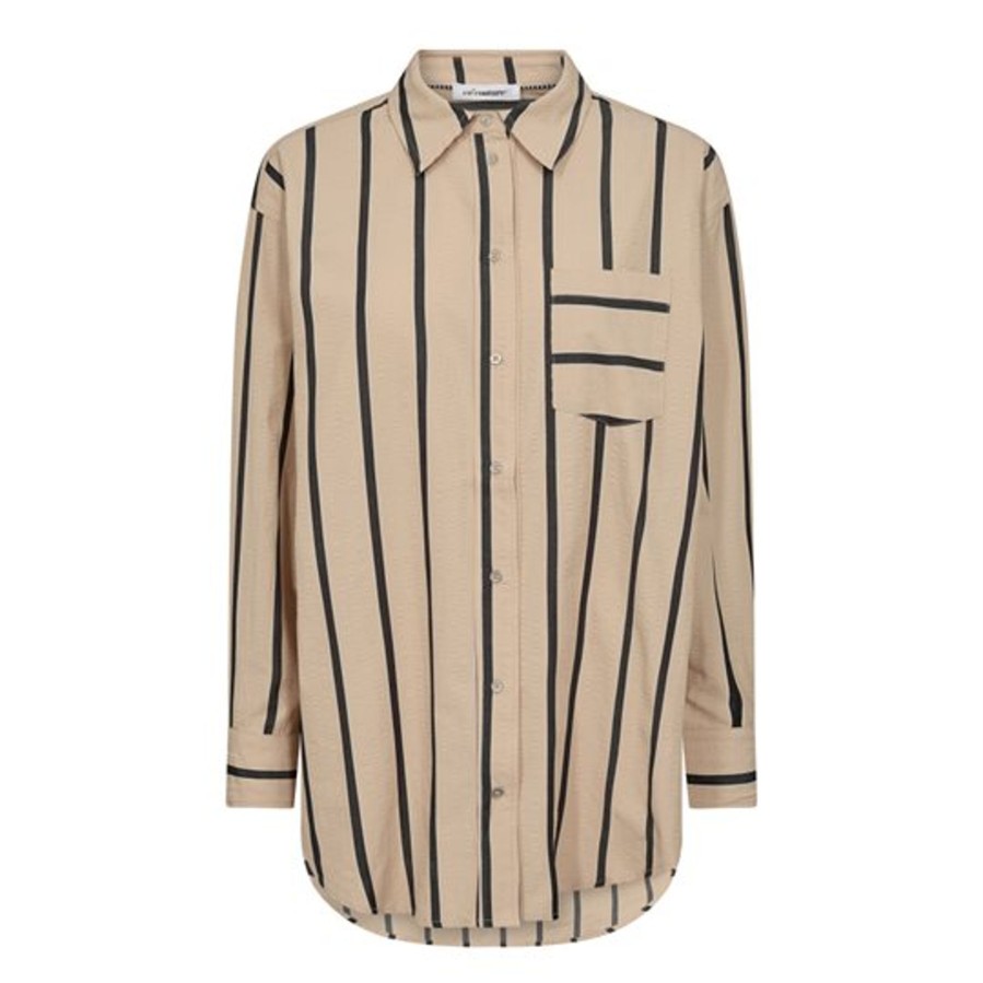 Skjorter Co Couture | Co' Couture - Tessie Stripe Oversize Shirt - Beige Black