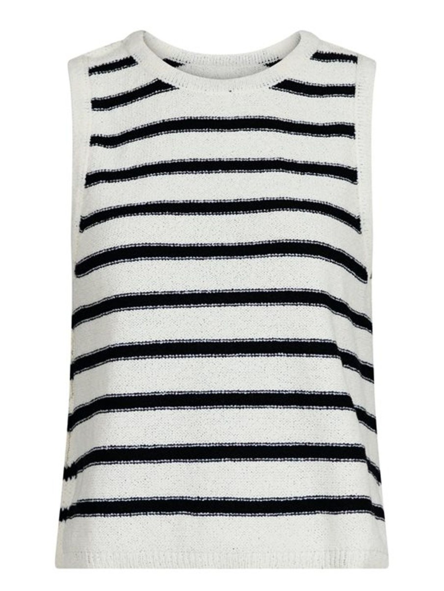 Toppe Neo Noir | Neo Noir - Chira Boucle Knit Stripe Top - Black Striped