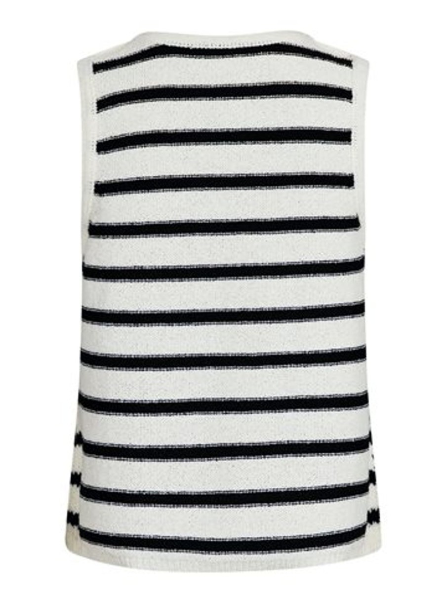 Toppe Neo Noir | Neo Noir - Chira Boucle Knit Stripe Top - Black Striped