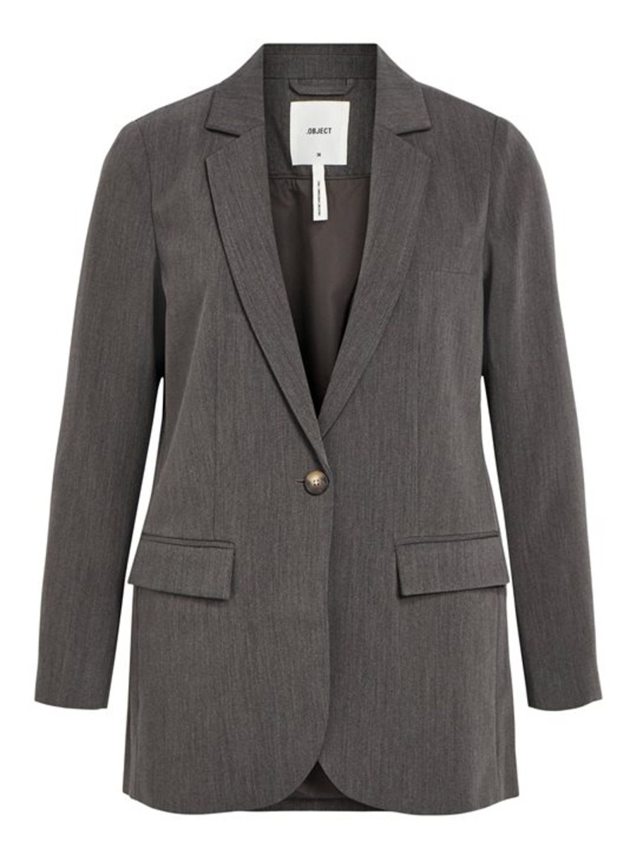 Blazer GOSSIA | Object - Sigrid Ls Blazer - Medium Grey Melange