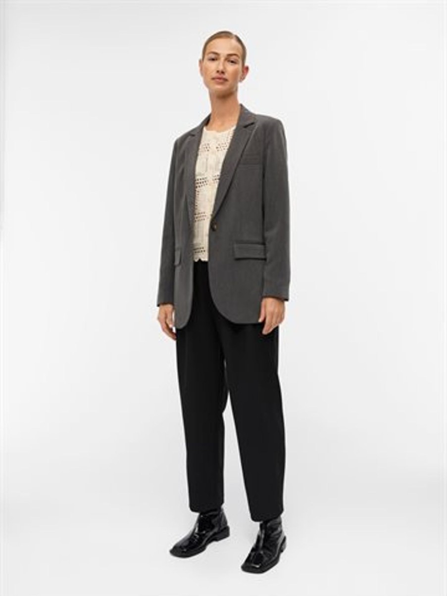 Blazer GOSSIA | Object - Sigrid Ls Blazer - Medium Grey Melange